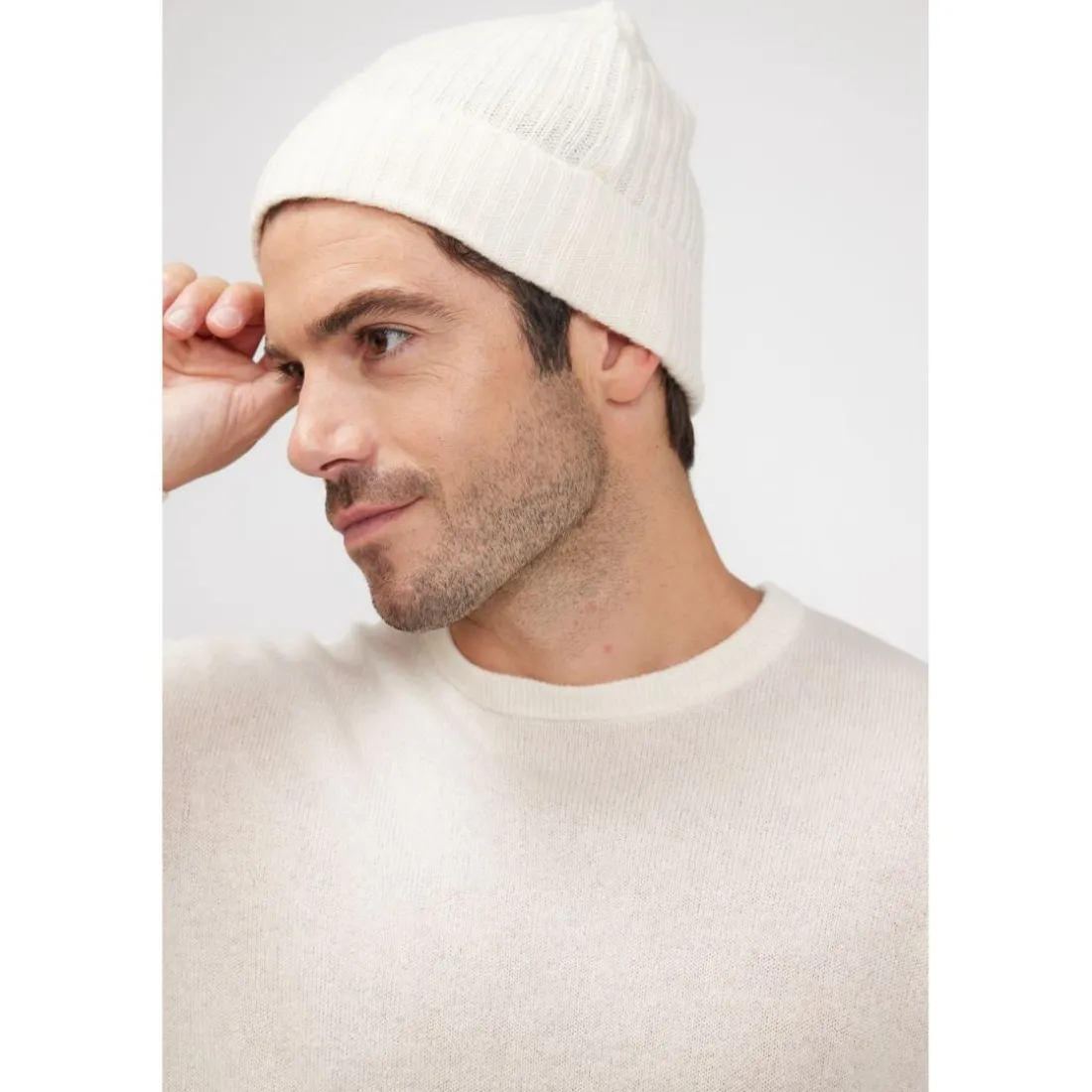 Bonnet unisexe en cachemire ecru