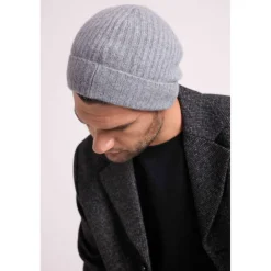 Bonnet unisexe MH-007 en cachemire gris fonce