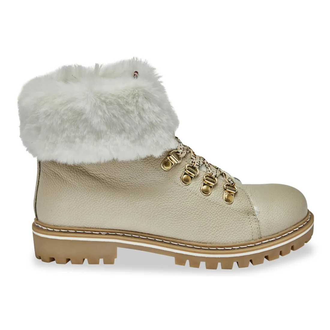 Boots - Crème en cuir