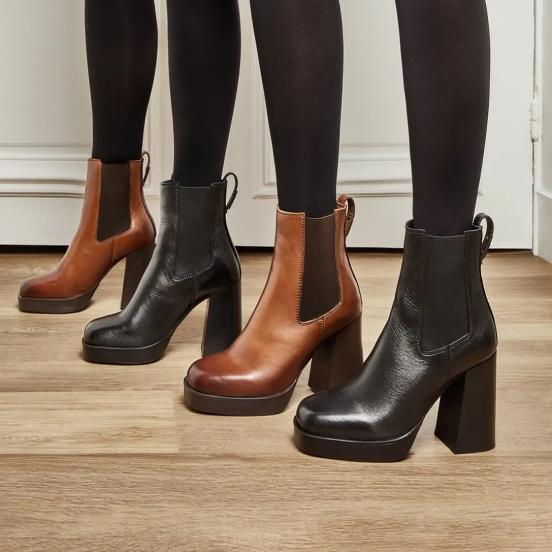 Boots camel VANILLA en cuir