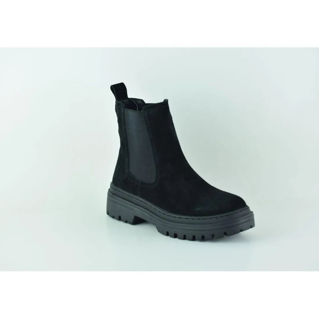 Boots femme en cuir NOIR
