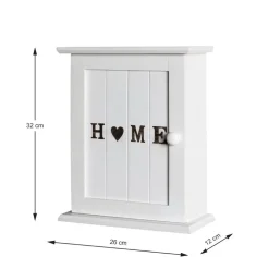 boîte à clés laqué blanc 6 crochets noir