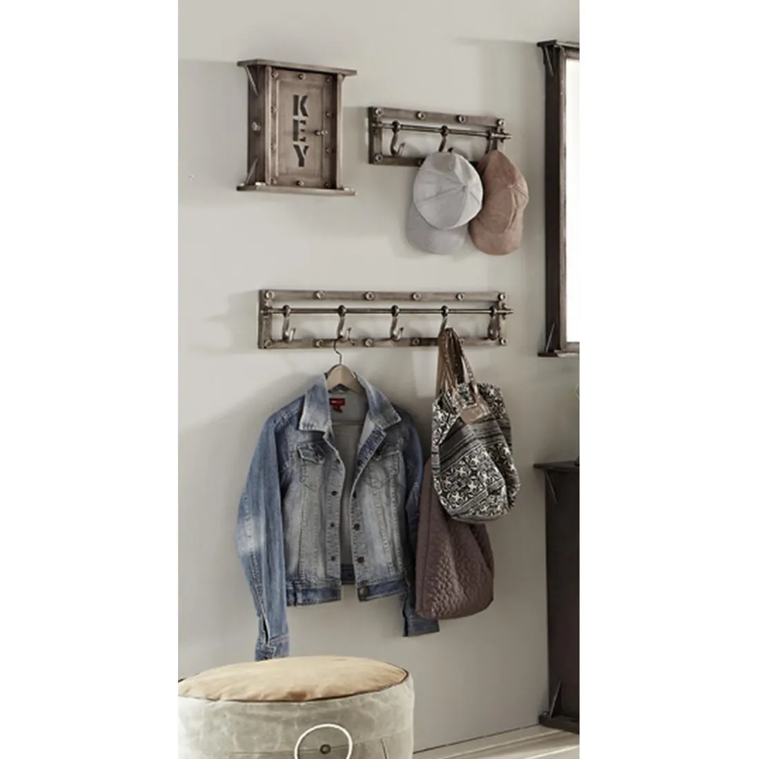 Boîte à clés murale en MDF avec 5 crochets anthracite