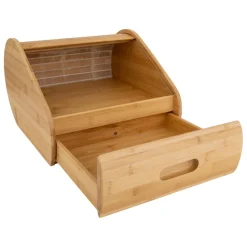 Boîte à pain avec tiroir en bambou beige