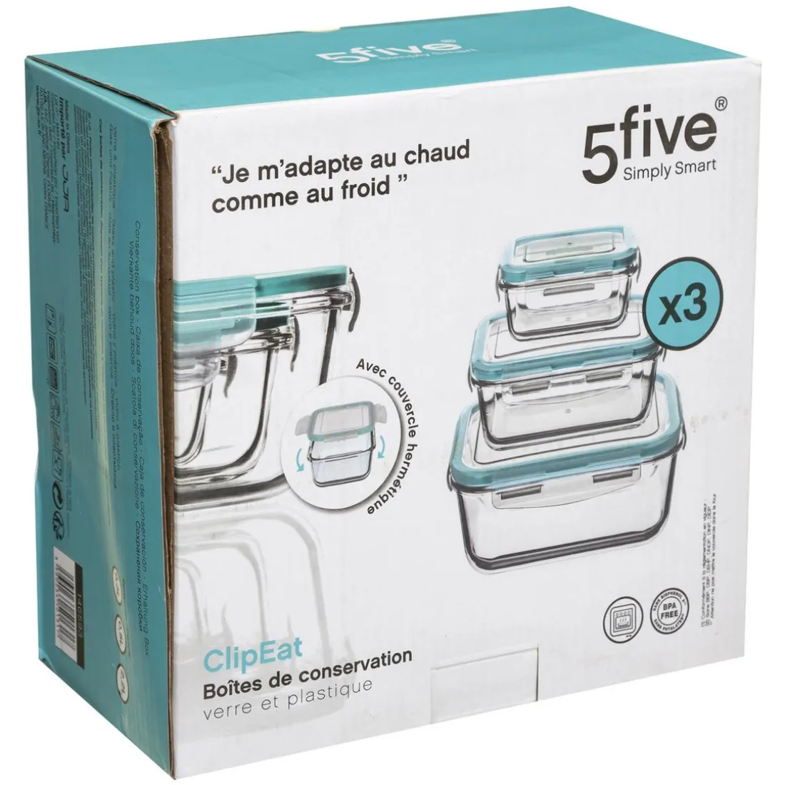 Boîte Verre Carré Clips x 3