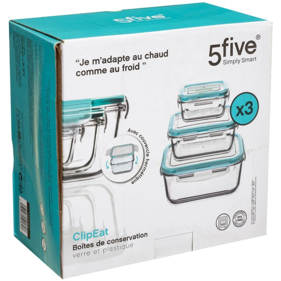 Boîte Verre Carré Clips x 3