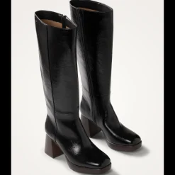 Bottes noires à talon bois