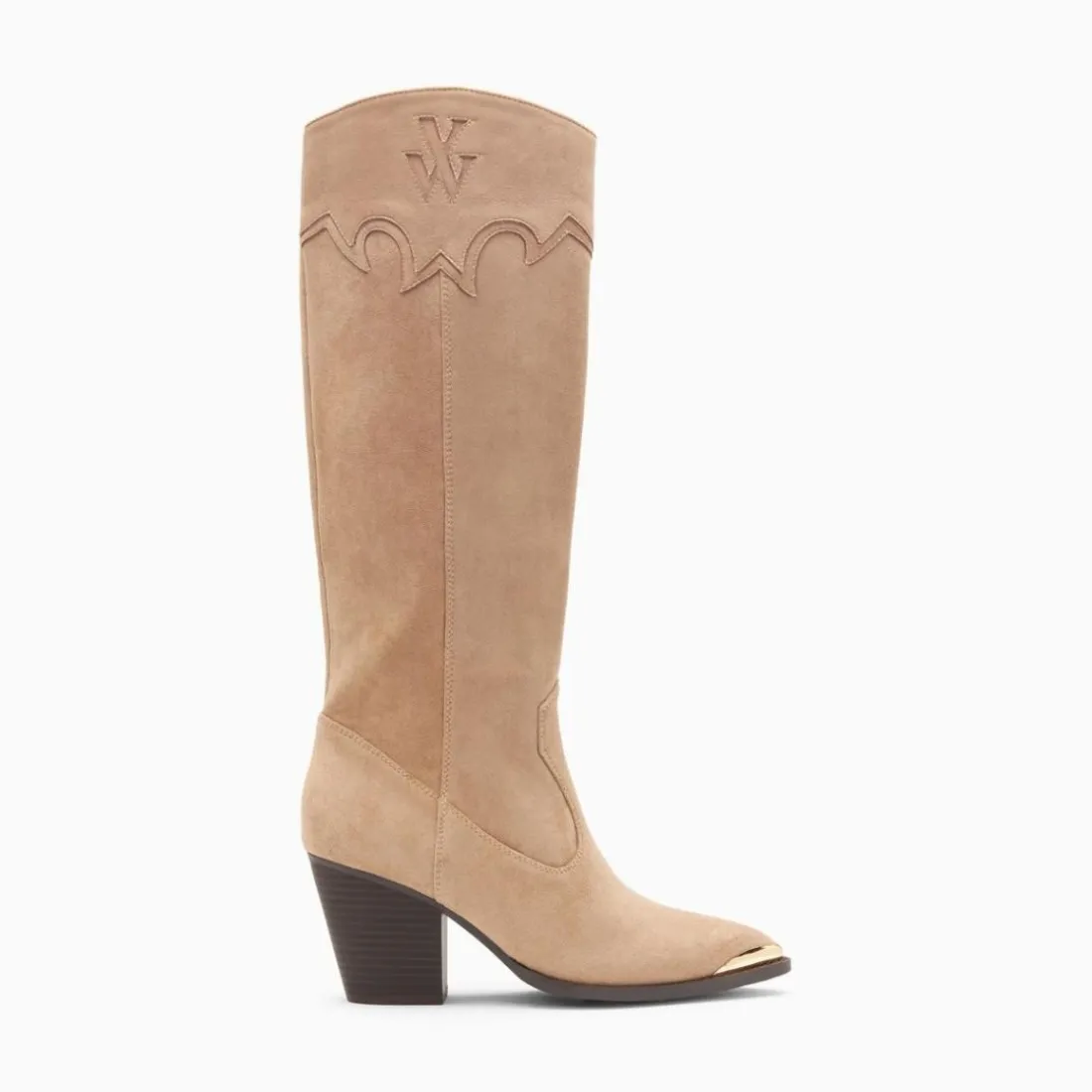 Bottes santiags beige à talon beige