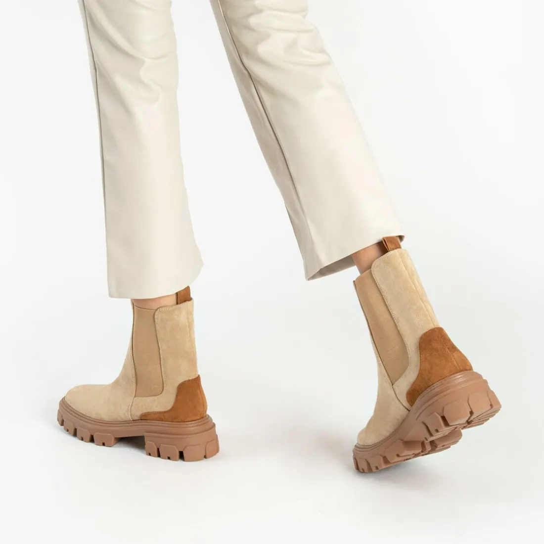 Bottines à plateforme oversize Femme - Camel
