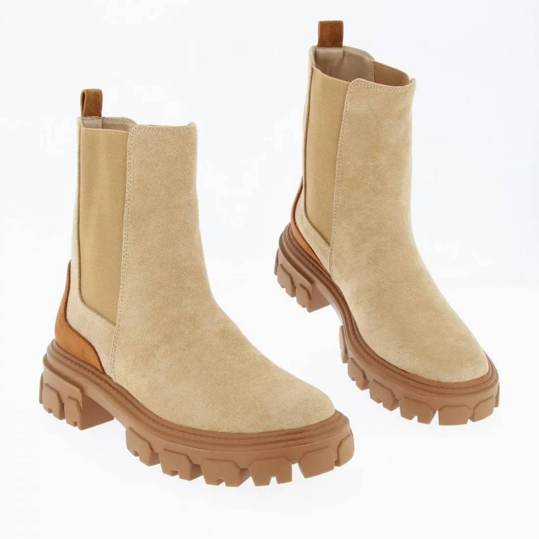 Bottines à plateforme oversize Femme - Camel