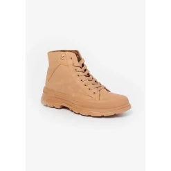 Bottines à semelles crantées camel