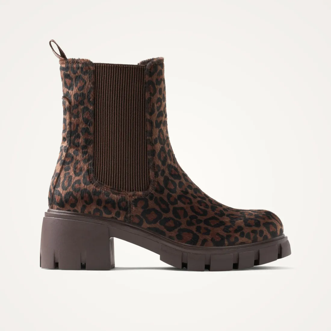 Bottines Chelsea leopards à talon cranté léopard