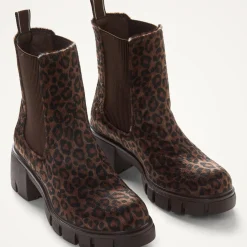 Bottines Chelsea leopards à talon cranté léopard