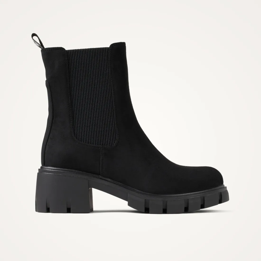 Bottines Chelsea noires à talon cranté