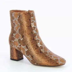 Bottines Femme - Camel à imprimé serpent