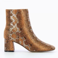 Bottines Femme - Camel à imprimé serpent