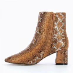 Bottines Femme - Camel à imprimé serpent