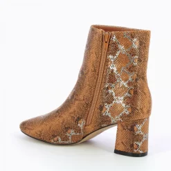 Bottines Femme - Camel à imprimé serpent