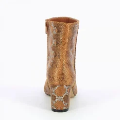 Bottines Femme - Camel à imprimé serpent