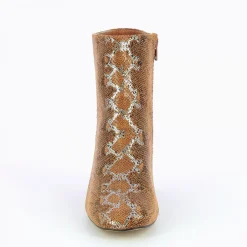 Bottines Femme - Camel à imprimé serpent