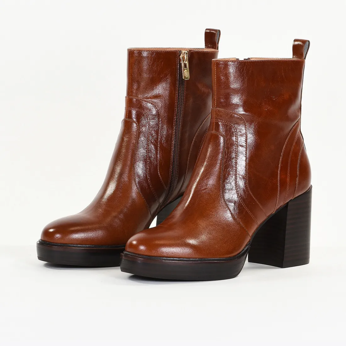 Bottines Femme en Cuir DAHLIA Cognac