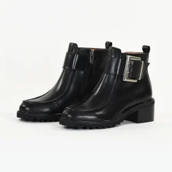 Bottines Femme en Cuir OLEARIA Noir Lisse