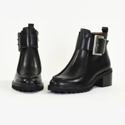 Bottines Femme en Cuir OLEARIA Noir Lisse