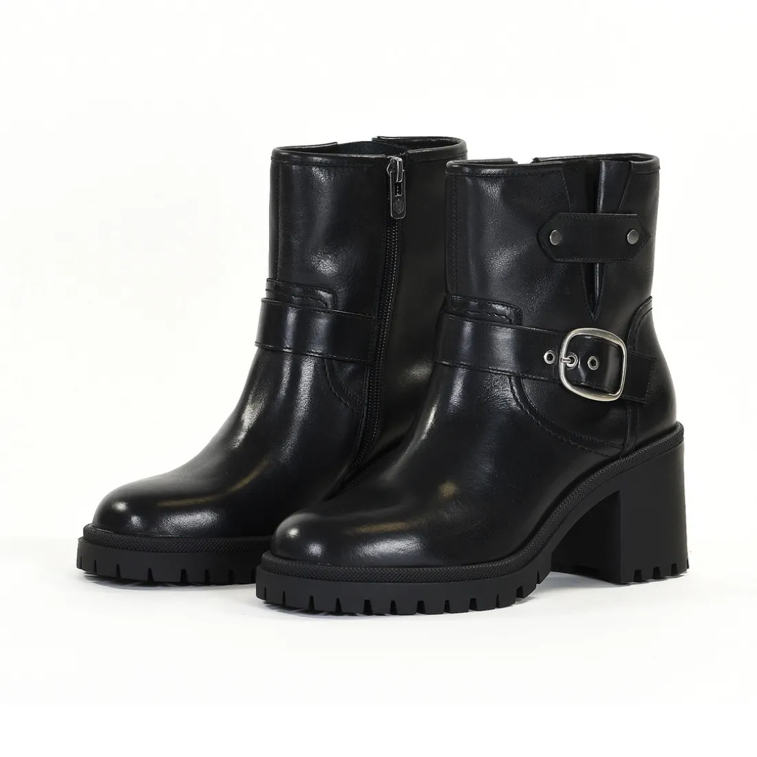 Bottines Femme en Cuir PENSEE Noir Lisse