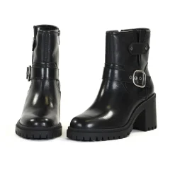 Bottines Femme en Cuir PENSEE Noir Lisse