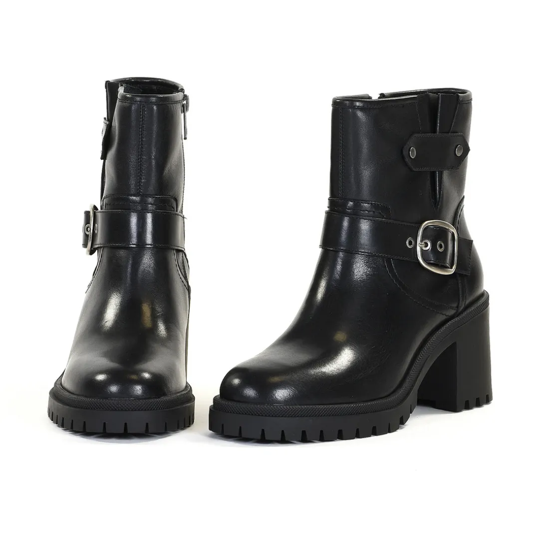 Bottines Femme en Cuir PENSEE Noir Lisse