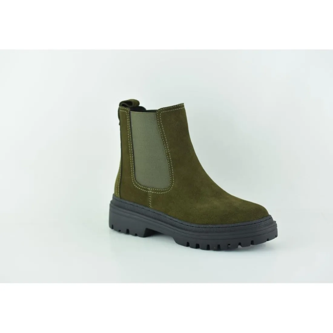 Bottines femme KAKI en cuir