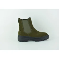 Bottines femme KAKI en cuir