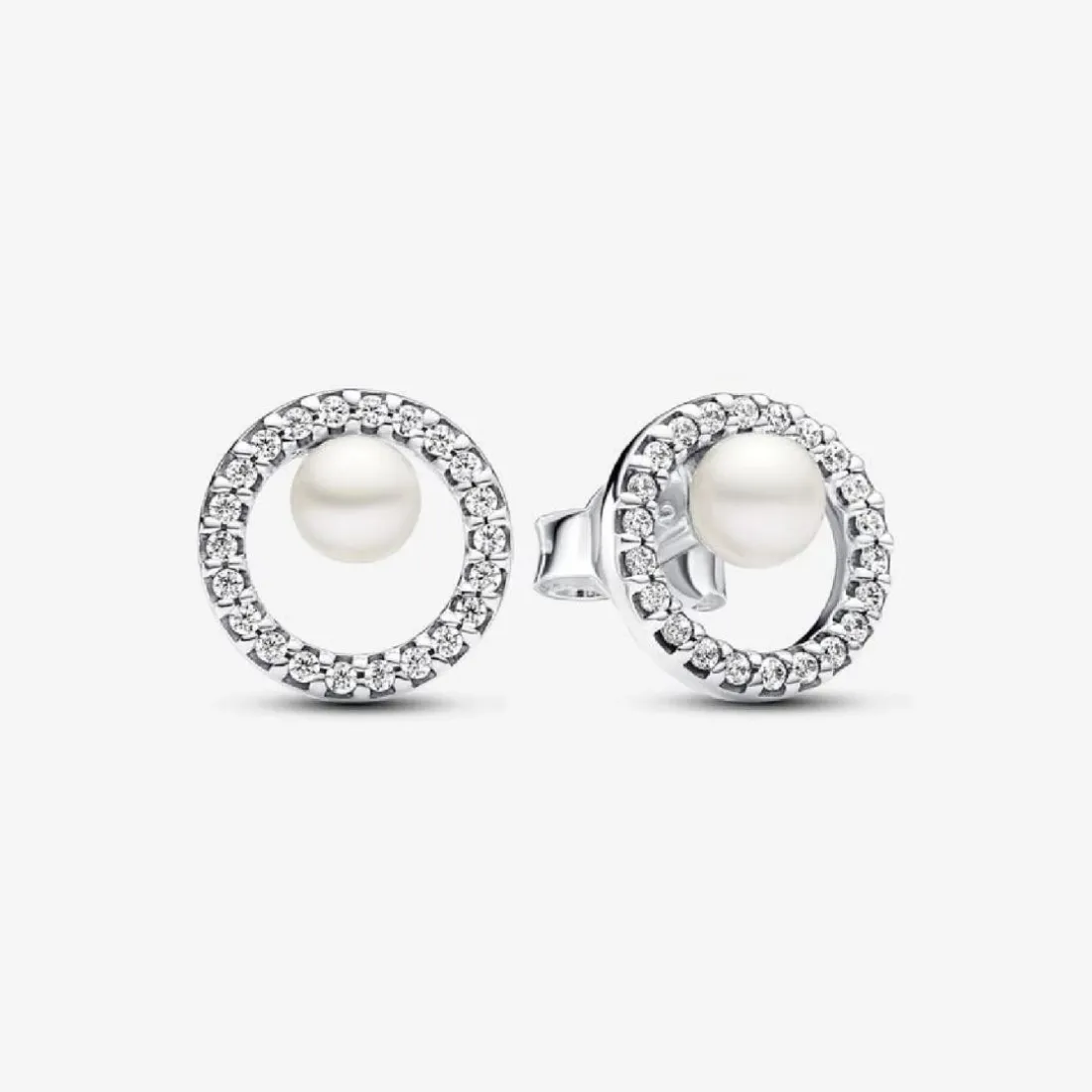 Boucles d'oreilles femme argent sterling avec perle et zircone Pandora Timeless