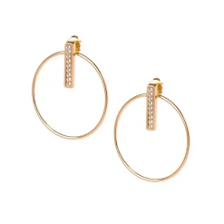 Boucles d'oreilles Les Interchangeables A54281 - Créoles Barette Strassé PM Or Rose Cristal Les Interchangeables