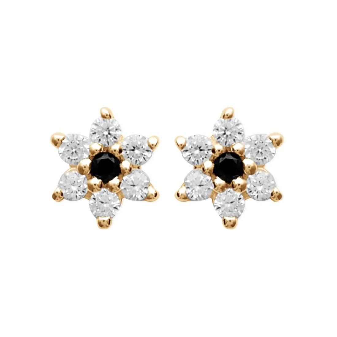 Boucles oreilles puces fleurs bicolore plaqué or Maison de la Bijouterie Y5YU40W