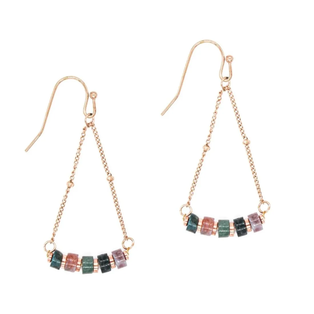 Boucles oreilles Sloya Piana en pierres Agate Aquatique
