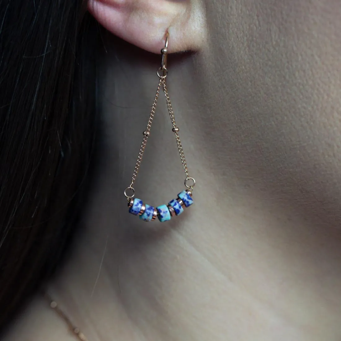 Boucles oreilles Sloya Piana en pierres Jaspe