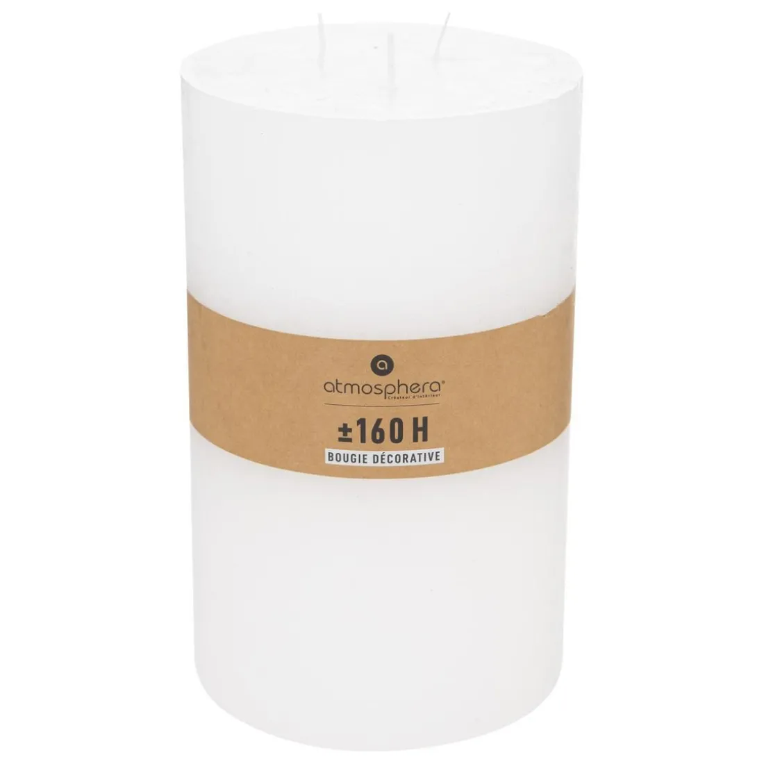 Bougie cylindrique rustique blanc H23voir