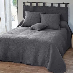 Boutis ou couvre lit uni coton - Gris