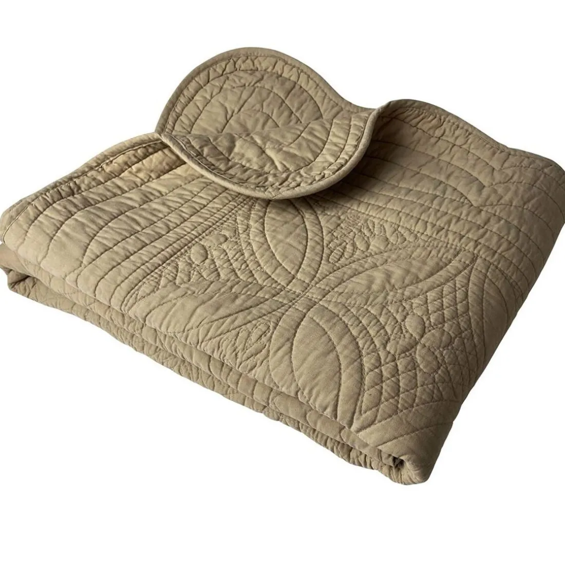 Boutis ou couvre lit uni en coton - Beige