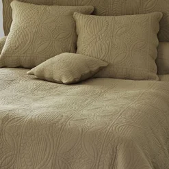 Boutis ou couvre lit uni en coton - Beige