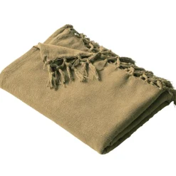 Boutis, plaid ou jeté de canapé uni en coton ORION- beige Ficelle