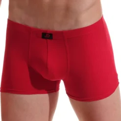 Boxer rouge sans élastique en coton