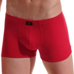 Boxer rouge sans élastique en coton