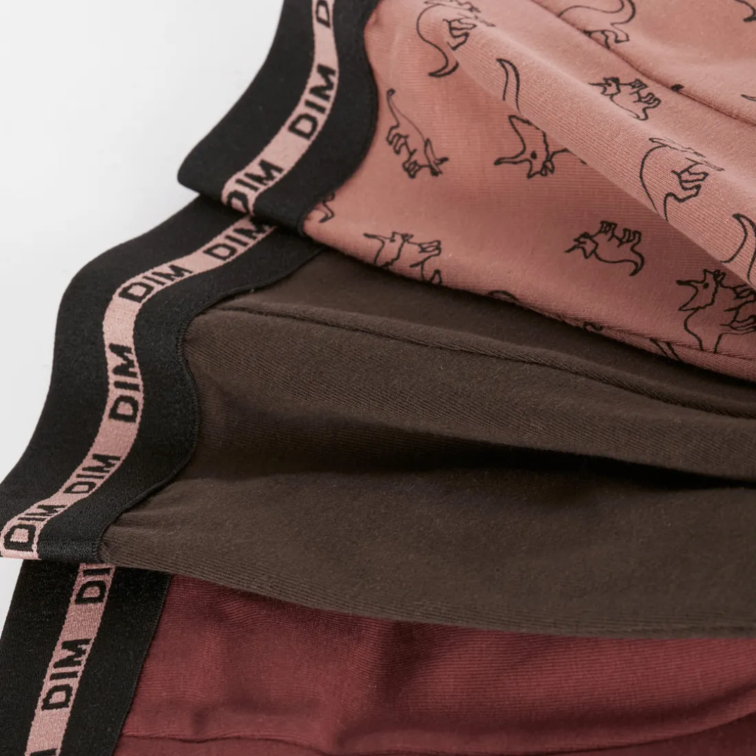Boxer x3 - multicolore en coton dinosaure/bordeaux/chocolat