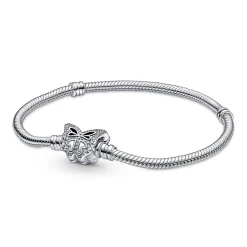 Bracelet Femme Pandora Moments maille serpent & fermoir papillon - Argent