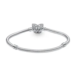 Bracelet Femme Pandora Moments maille serpent & fermoir papillon - Argent