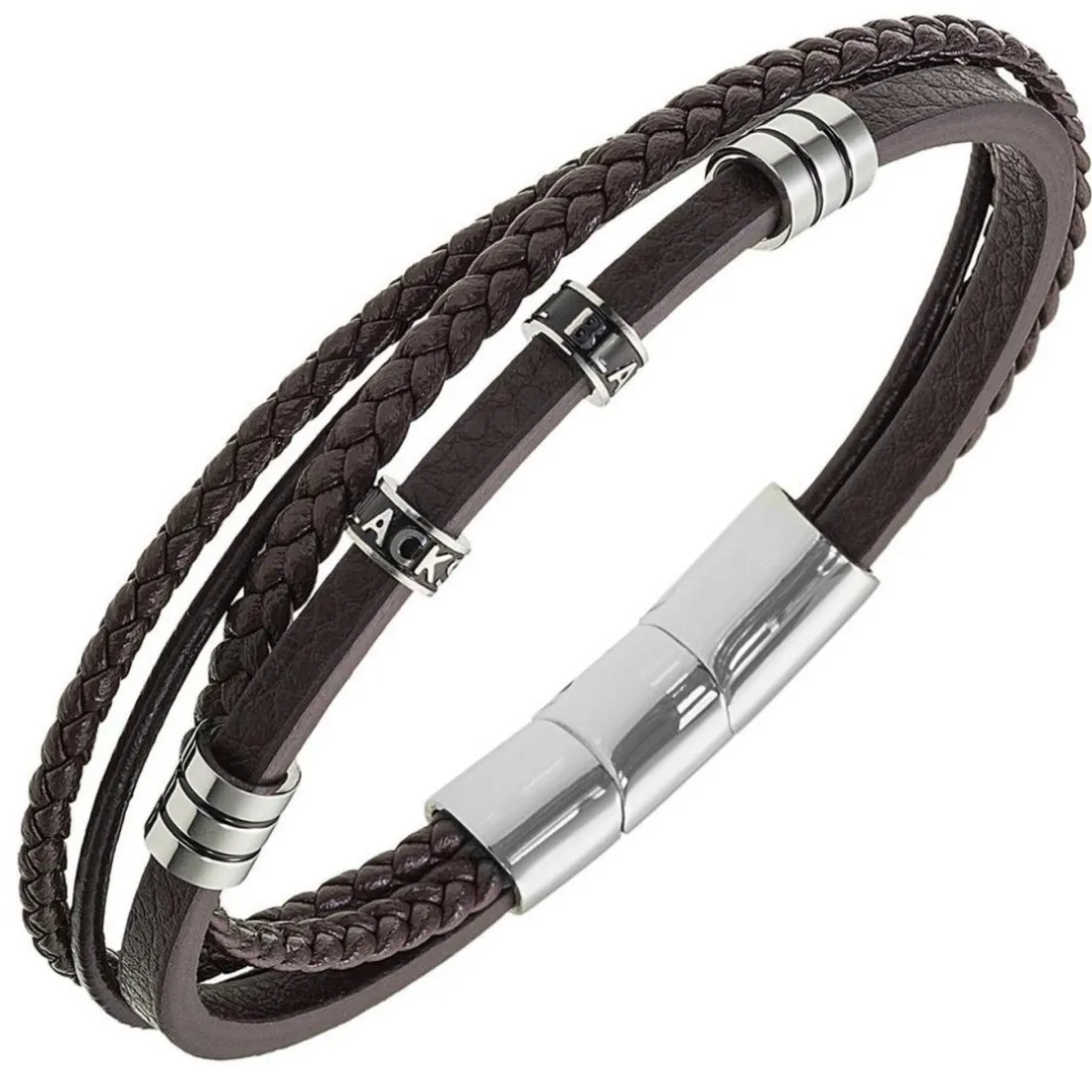 Bracelet Homme All Blacks Bijoux - 682408 Acier, Cuir Couleur Marron
