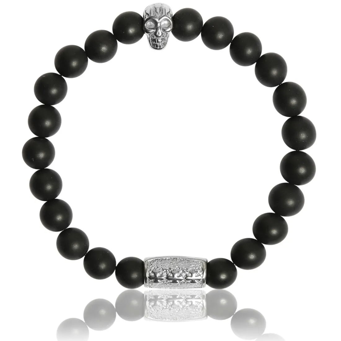 Bracelet Lauren Steven Design ML016 - Bracelet En Pierre Naturelle Onyx Noir Mat Lauren Steven