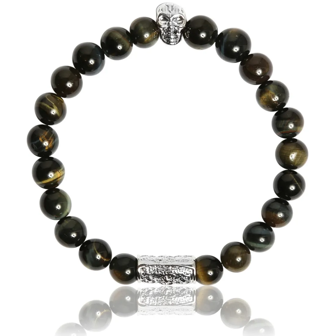 Bracelet Lauren Steven Design ML004 - Bracelet En Pierre Naturelle Oeil de Tigre Bleu Lauren Steven